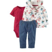 Load image into Gallery viewer, Carter's 3-Pc. Hooded Cardigan, Bodysuit & Jeggings Set, Floral White, Newborn