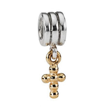 Load image into Gallery viewer, Pandora Retired Sterling Silver Bead with 14K Gold Cross Dangle - 790169
