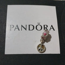 Load image into Gallery viewer, Pandora Sterling Silver Peace Dangle w/Salmon Zirconia CZs 790516czs