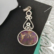 Load image into Gallery viewer, Sterling Silver, Mojave Purple Turquoise, Citrine + Amethyst Oval Pendant
