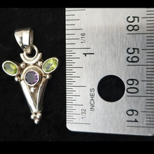 Load image into Gallery viewer, Sterling Silver Vintage Amethyst &amp; Peridot Pendant
