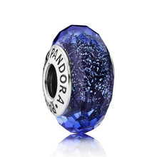 Load image into Gallery viewer, Pandora Sterling Silver Fascinating Iridescence Blue Murano Glass Charm 791646