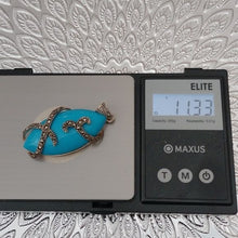 Load image into Gallery viewer, Sterling Silver + Blue Stone with Marcasites Pendant
