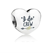 Load image into Gallery viewer, Pandora Sterling Silver Heart Charm w/ "'I Do Crew' Maid of Honor Bridesmaid