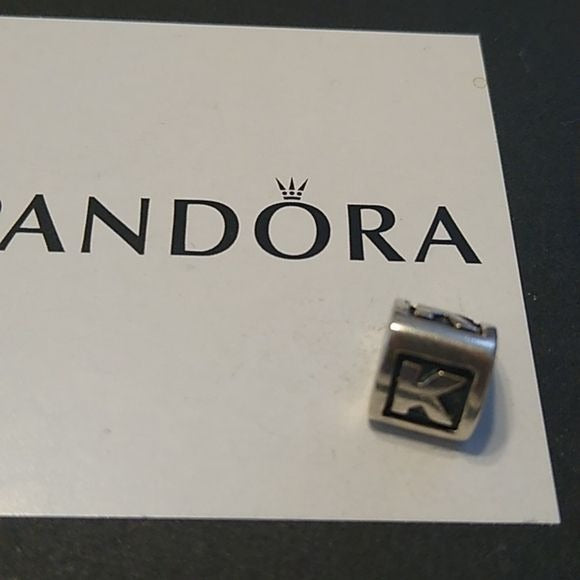 Pandora Letter K Alphabet Triangular Charm 925 Sterling Silver -790323K