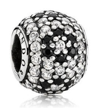Load image into Gallery viewer, Pandora Retired Sterling Silver Shimmering Blossom Bead with Clear + Bla…