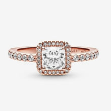 Load image into Gallery viewer, Pandora Rose Square Sparkle Halo Ring, 188862c01, Size 60