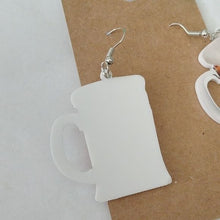 Load image into Gallery viewer, Strange Times Newspaper + Frosty Beer Mug Earrings, set of 2