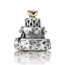 Load image into Gallery viewer, Pandora Sterling Silver Wedding / Birthday Celebration Cake Bead with 14kt Heart