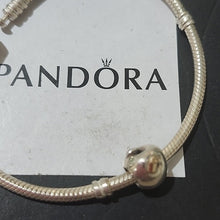 Load image into Gallery viewer, Pandora 7.0" Snake Chain Bracelet & Sterling Silver Apple Bead w/ 14K Gold Worm