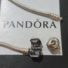 Load image into Gallery viewer, Pandora 7.0" Snake Chain Bracelet & Sterling Silver Apple Bead w/ 14K Gold Worm