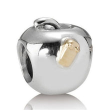 Load image into Gallery viewer, Pandora 7.0" Snake Chain Bracelet & Sterling Silver Apple Bead w/ 14K Gold Worm