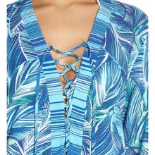 Load image into Gallery viewer, La Blanca Sketched Leaves Long Sleeve Tunic Swim Cover-Up Size Large