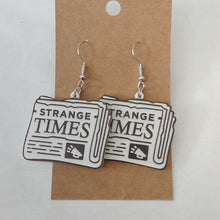 Load image into Gallery viewer, Strange Times Newspaper + Frosty Beer Mug Earrings, set of 2