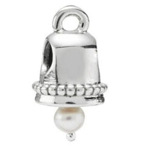 Load image into Gallery viewer, Pandora Sterling Silver Christmas or Wedding Bell with Pearl Dangle - 790517p