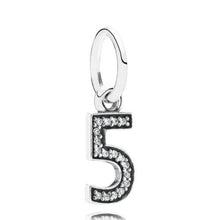 Load image into Gallery viewer, Pandora Retired Sterling Silver Number 5 Five Dangle with CZ -791343CZ