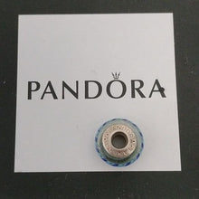 Load image into Gallery viewer, Pandora Blue Stripes Murano Glass Bead Charm Retired 925 ALE 790611