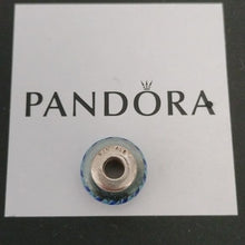 Load image into Gallery viewer, Pandora Blue Stripes Murano Glass Bead Charm Retired 925 ALE 790611