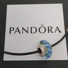 Load image into Gallery viewer, Pandora Blue Stripes Murano Glass Bead Charm Retired 925 ALE 790611