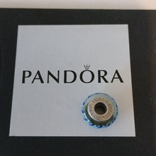 Load image into Gallery viewer, Pandora Blue Stripes Murano Glass Bead Charm Retired 925 ALE 790611