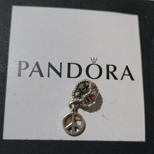 Load image into Gallery viewer, Pandora Sterling Silver Peace Dangle w/Salmon Zirconia CZs 790516czs