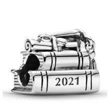 Load image into Gallery viewer, Pandora Sterling Silver 2021 Graduation Books Charm - 799325C00
