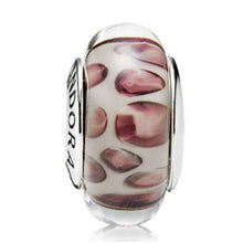 Load image into Gallery viewer, Pandora Retired Ster Silver Snow Leopard Animal Print Murano Glass Bead - 790943