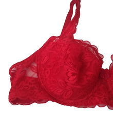 Load image into Gallery viewer, Classic Red Lace Push-up Bra, size XS 32B