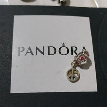Load image into Gallery viewer, Pandora Sterling Silver Peace Dangle w/Salmon Zirconia CZs 790516czs