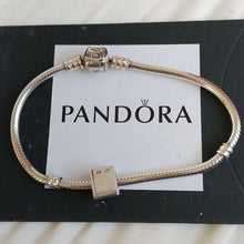Load image into Gallery viewer, Pandora Sterling Silver 7.0" Snakechain Starter Bracelet w/ Bible Charm 790261