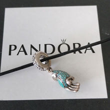 Load image into Gallery viewer, Pandora Sterling Silver Tropical Parrot Dangle Charm w/ Teal Enamel - 791903enmx