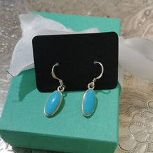 Load image into Gallery viewer, Sterling Silver and Sleeping Beauty Turquoise Oval Earrings on French Hooks
