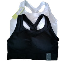 Load image into Gallery viewer, All in Motion Light Support Y Racer back Sports Bras, Black + White, 2X