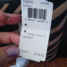 Load image into Gallery viewer, Coach F52532 Peyton Zebra Top Handle Tote, SV/Black