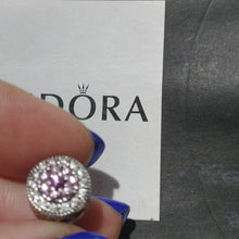 Load image into Gallery viewer, Pandora Sterling Silver Dazzling Floral Charm w/Pink, Purple +Clear CZs 791820PCZMX