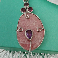 Load image into Gallery viewer, Artisan Sterling Silver, Pink Thulite, Garnet + Amethyst Healing Pendant