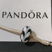 Load image into Gallery viewer, Pandora Murano Black/White Swirl Charm 790676 Sterling Silver 925 ALE