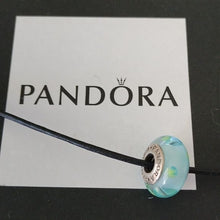 Load image into Gallery viewer, Pandora Murano Glass Teal Blue Green Polka Dots 790605 ALE 925