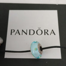 Load image into Gallery viewer, Pandora Murano Glass Teal Blue Green Polka Dots 790605 ALE 925