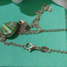 Load image into Gallery viewer, Mojave Turquoise & Opal Microcut Pendant Necklace by Victor Chee Navajo
