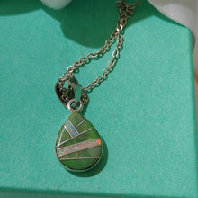 Load image into Gallery viewer, Mojave Turquoise & Opal Microcut Pendant Necklace by Victor Chee Navajo
