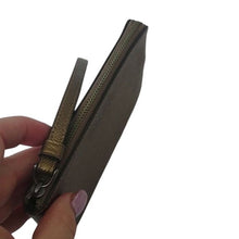 Load image into Gallery viewer, Coach F21070 Crossgrain Metallic Leather Corner Zip Wristlet, QB/Metallic Fern