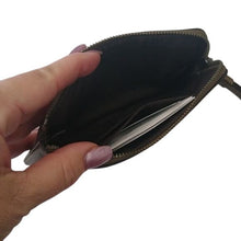 Load image into Gallery viewer, Coach F21070 Crossgrain Metallic Leather Corner Zip Wristlet, QB/Metallic Fern