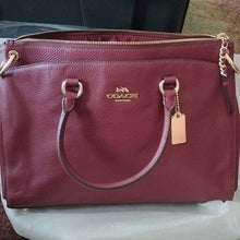 Load image into Gallery viewer, COACH F77884 Pebbled Leather Mia Satchel, IM/Wine