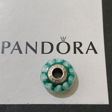 Load image into Gallery viewer, Pandora Retired Sterling Silver Teal Lattice Murano Glass Bead - 791625