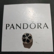 Load image into Gallery viewer, Pandora Sterling Silver Mystic Floral Clip w/ Clear Zirconia + Black 791408cz
