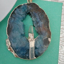 Load image into Gallery viewer, Artisan Sterling Silver Geode Slice with Inner Peace Quartz Crystal Pendant
