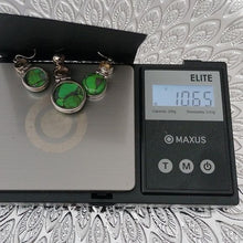 Load image into Gallery viewer, Sterling Silver & Kingman Green Turquoise Citrine Pendant Earrings Set