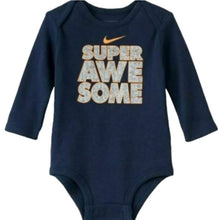 Load image into Gallery viewer, Nike Baby "Super Awesome" One pc Bodysuit, Obsidian Dark Navy, Size 0-3 months