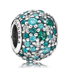 Load image into Gallery viewer, Pandora Sterling Silver Ocean Mosaic Charm w/Teal Green Multi-Color Pave Zirconi